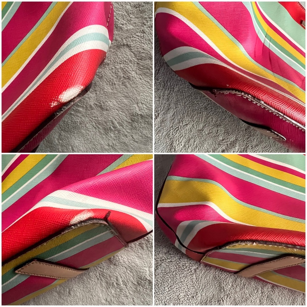 Kate Spade Grant Street Jules Tote Beach Stripe Grainy Vinyl Leather Bag Purse - Picture 15 of 17